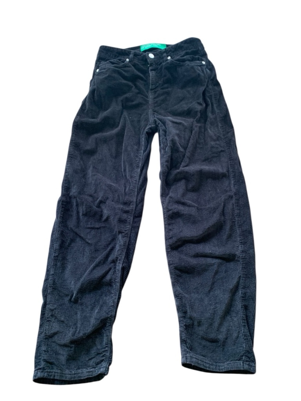 United Colors Of Benetton Black Corduroy Women's Pants - Relaxed Straight